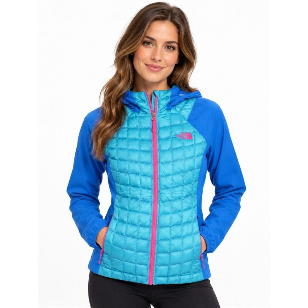 EUC the North face like new Lightweight Thermoball Full Zip Teal Hooded Jacket